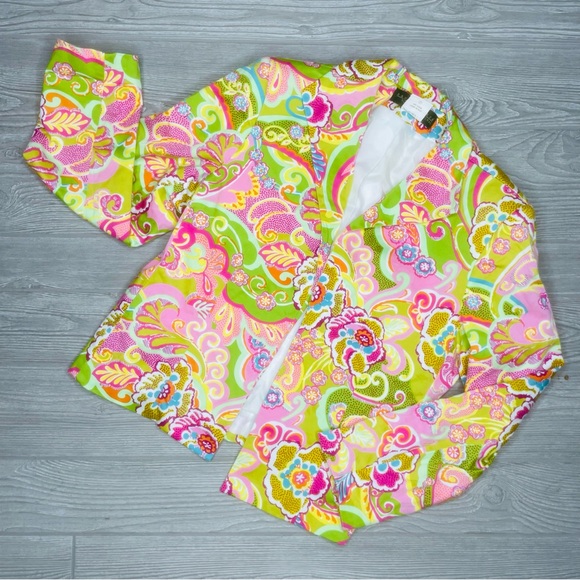 Harve Benard Womens Lined Blazer Multicolor Cotton Blend Jacket Sz 12 shirt top - Picture 2 of 7